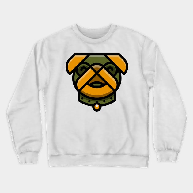 Cute Dog Pug Face Green Orange Crewneck Sweatshirt by BradleyHeal